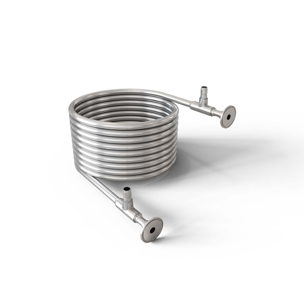 Enfriador de mosto de contraflujo con bobina en bobina de 1/2" x 3/4"