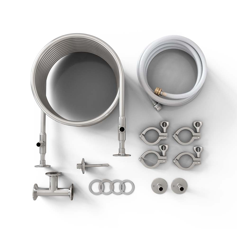 Enfriador de mosto de contraflujo con bobina en bobina de 1/2&quot; x 3/4&quot;